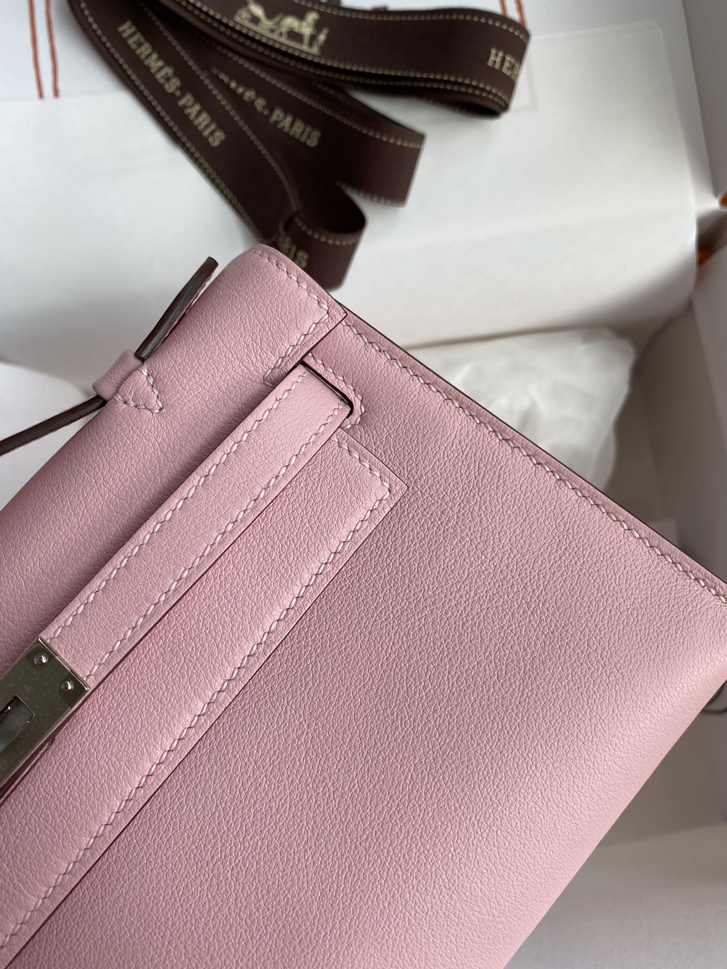 Hermes Mini Kelly Pochette 22cm Bag In Pink Swift Leather